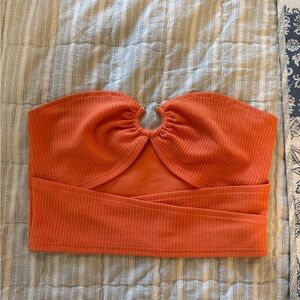 Orange Strapless Women's Top